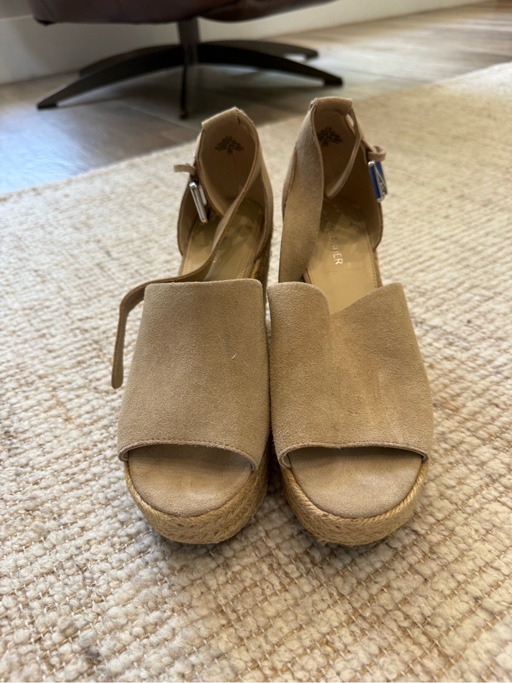 Marc Fisher Tan Suede Espadrille Wedge Sandals